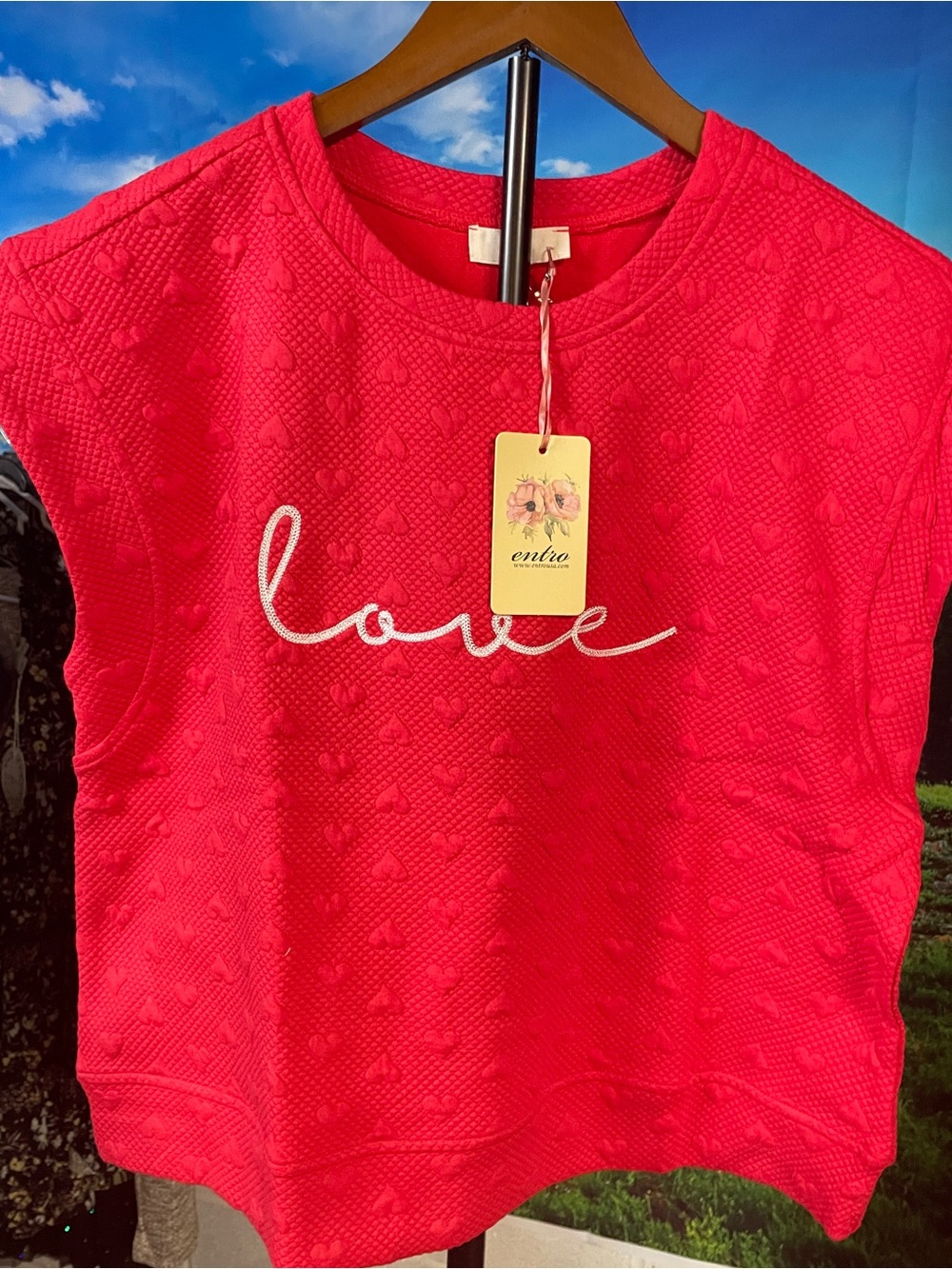 Entro oversized Short Sleeve 'Love' Tee - Red